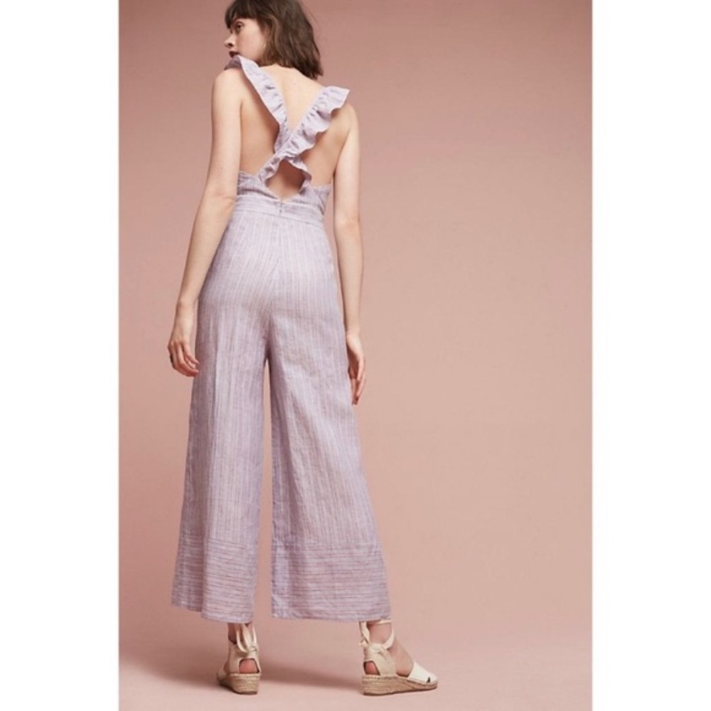 Anthropologie 100% Linen Wide Leg Jumpsuit size 4